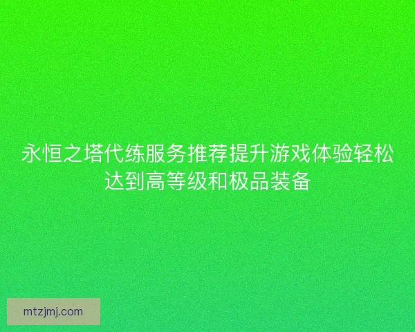 永恒之塔代练服务推荐提升游戏体验轻松达到高等级和极品装备