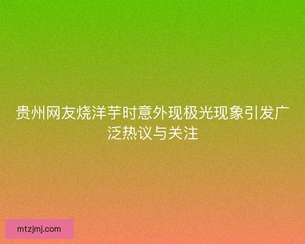 贵州网友烧洋芋时意外现极光现象引发广泛热议与关注