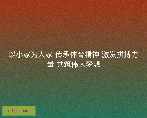 以小家为大家 传承体育精神 激发拼搏力量 共筑伟大梦想